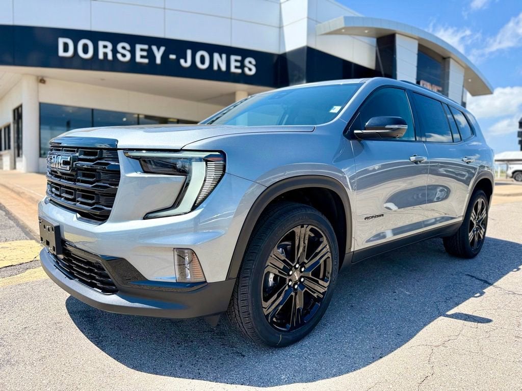 2026 GMC Acadia Elevation in Sterling Metallic — front three-quarter view