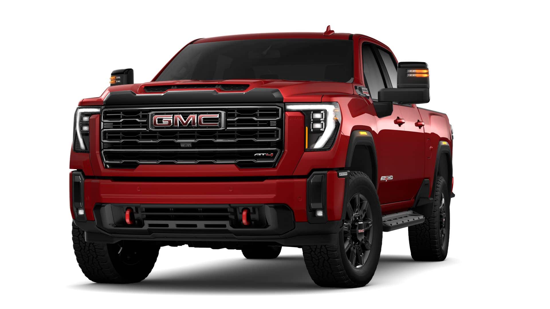 2026 GMC Sierra 2500 HD AT4 in Volcanic Red Tintcoat — front three-quarter view