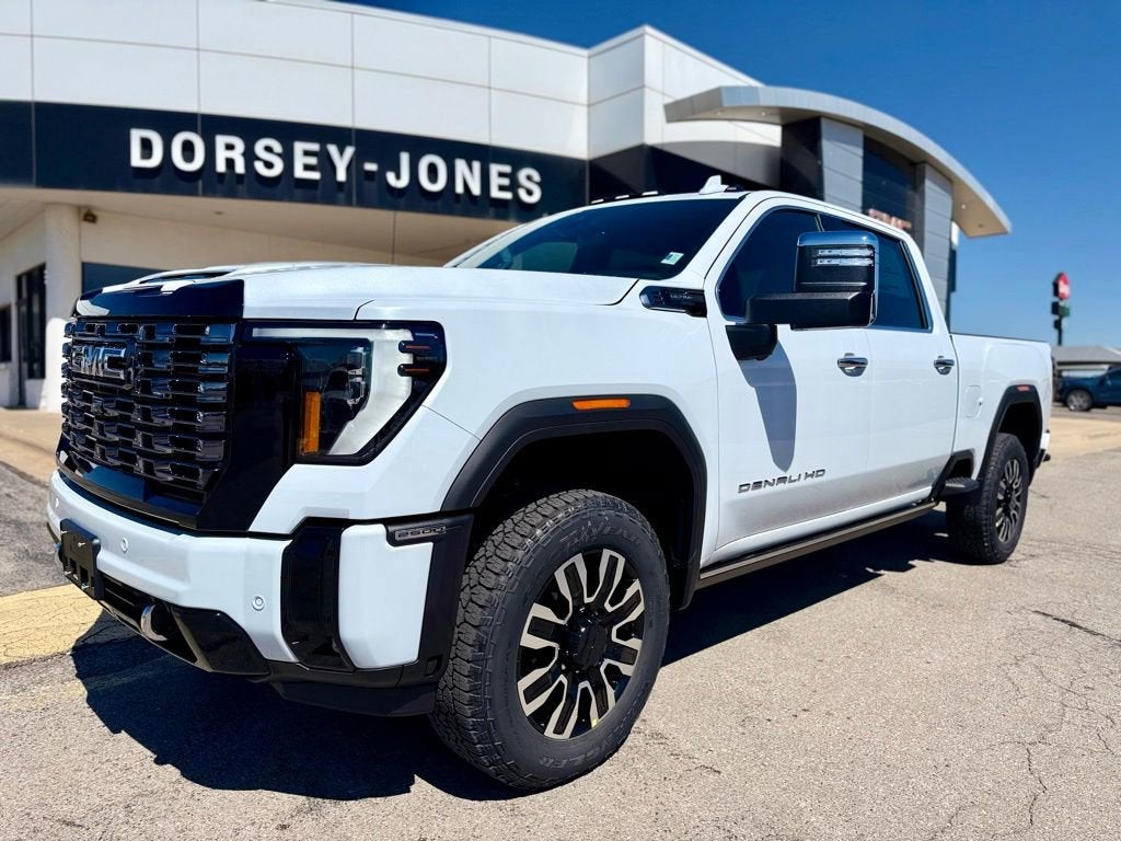 2026 GMC Sierra 2500 HD Denali Ultimate in Glacier White Tricoat — front three-quarter view