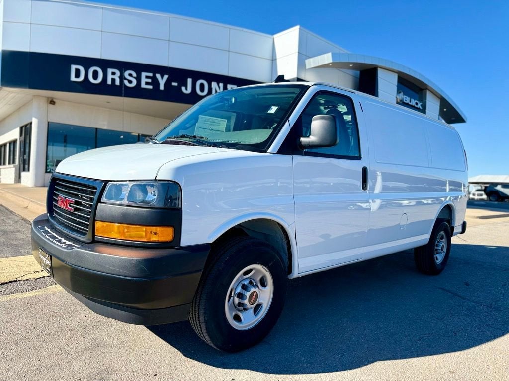 2025 GMC Savana Cargo Work Van in Summit White — front three-quarter view