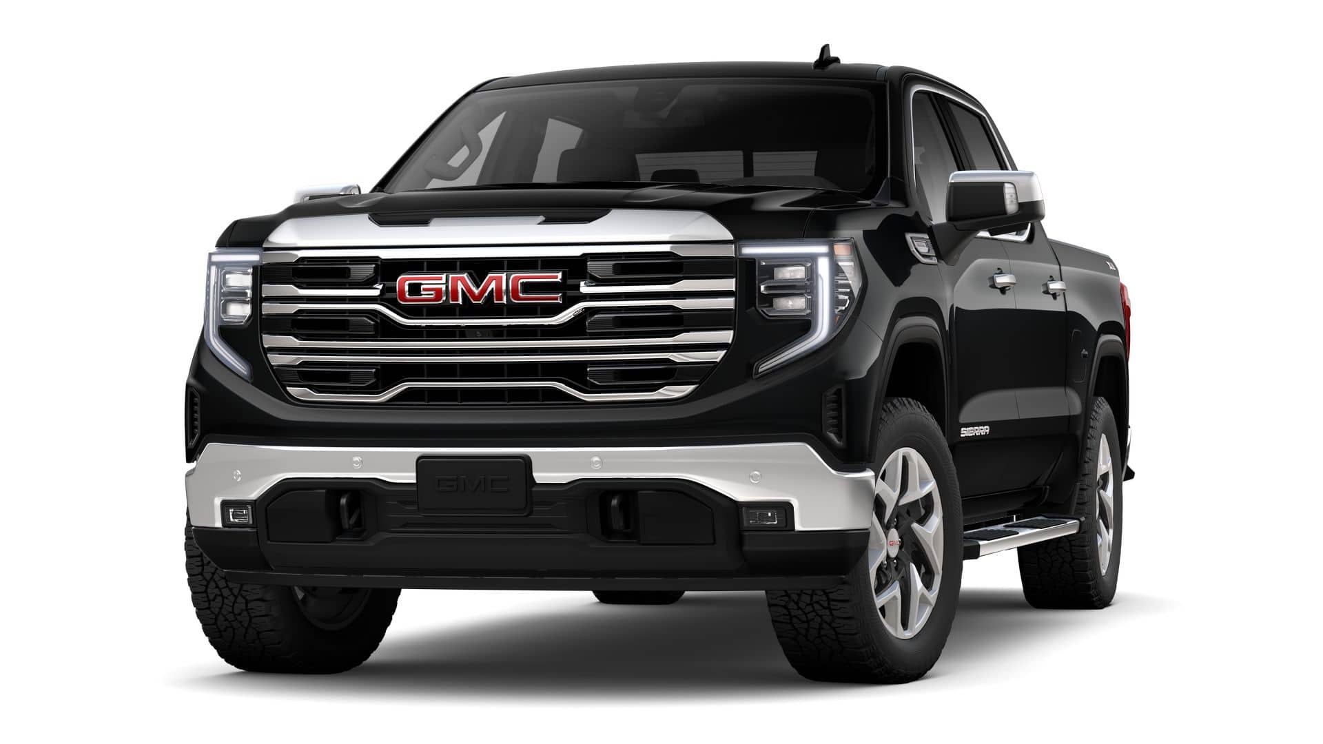 2026 GMC Sierra 1500 SLT in Onyx Black — front three-quarter view