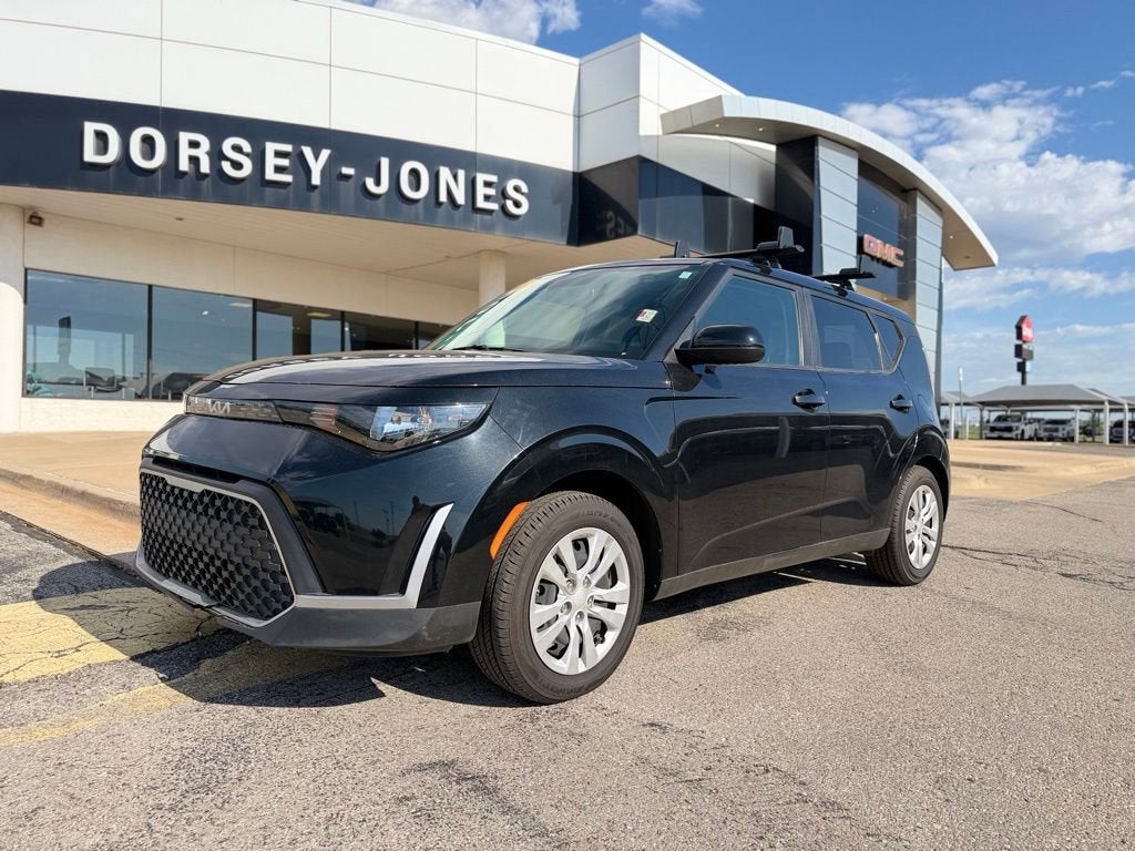 2023 Kia Soul LX in Fusion Black — front three-quarter view